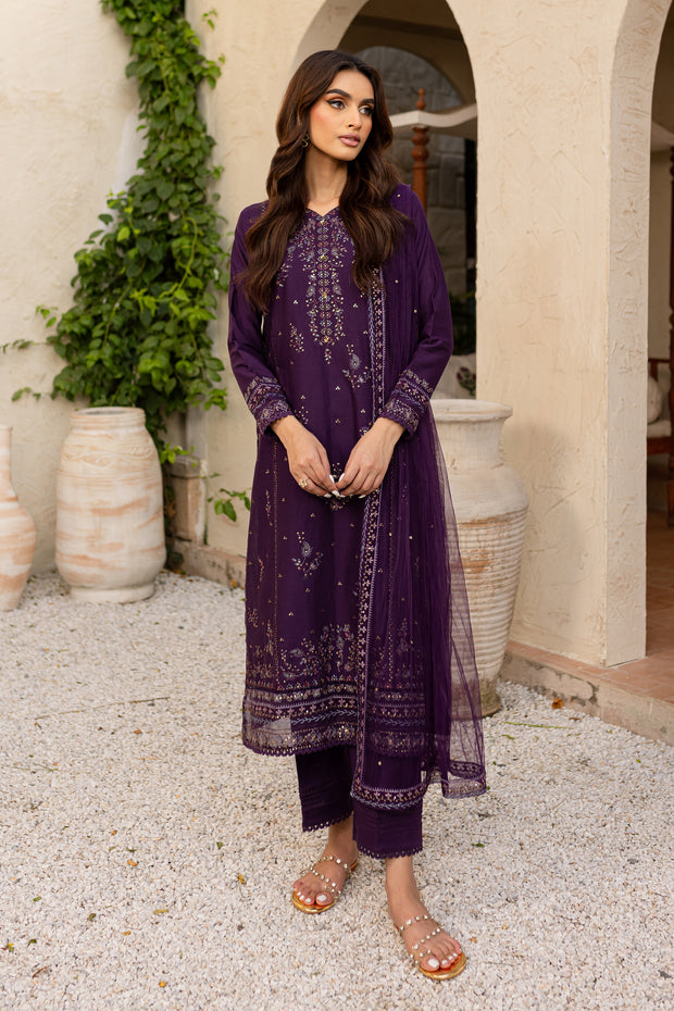 Mal 3Pc - Embroidered Khaddar Dress