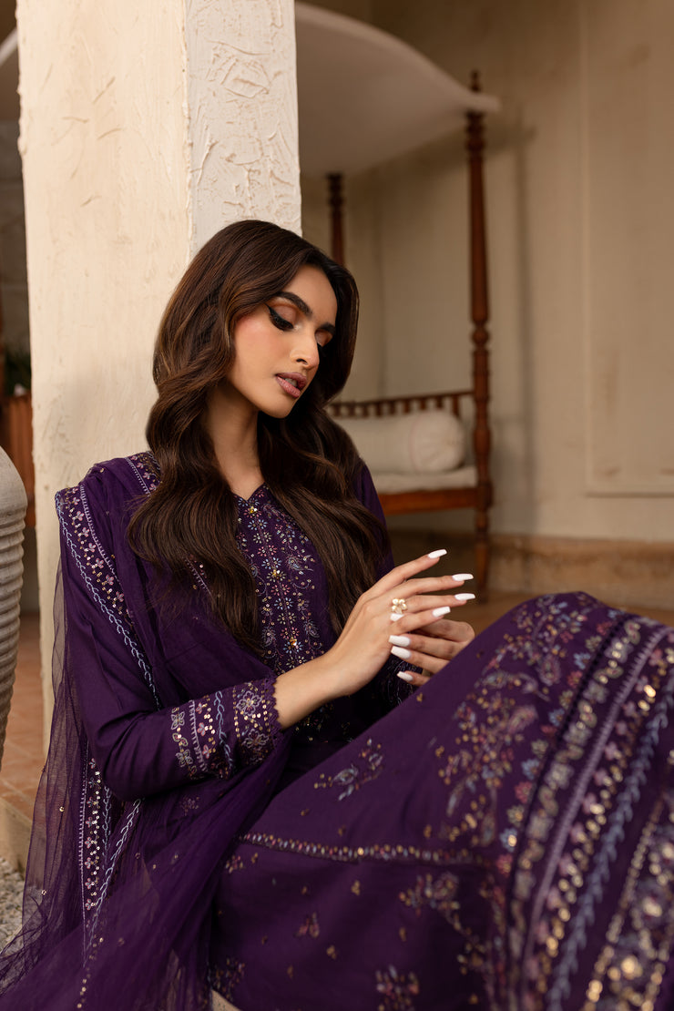 Mal 3Pc - Embroidered Khaddar Dress