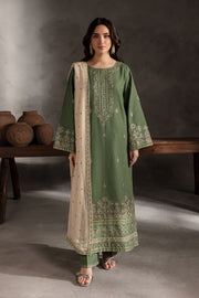 Sage Stone 3Pc - Embroidered Khaddar Dress