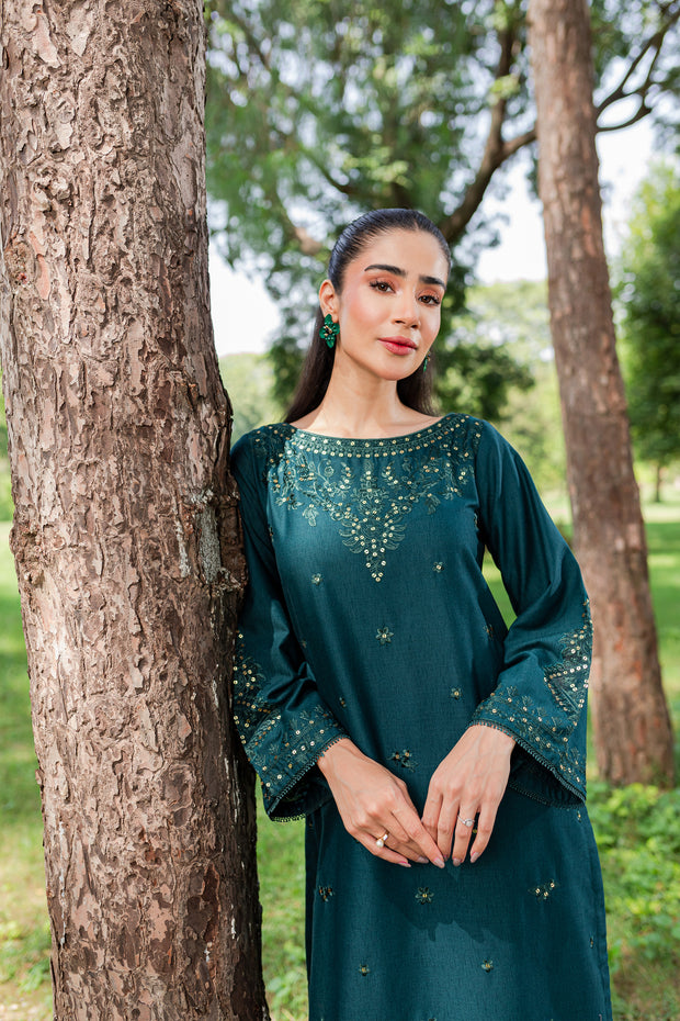 Eclat 2Pc - Embroidered Karandi Dress