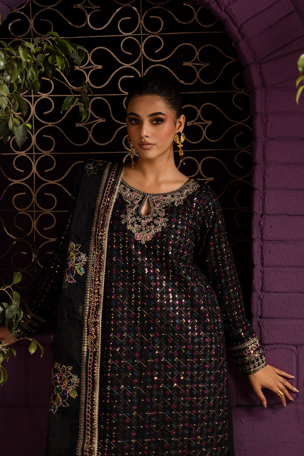 Aylin 3Pc - Embroidered Solid Dress