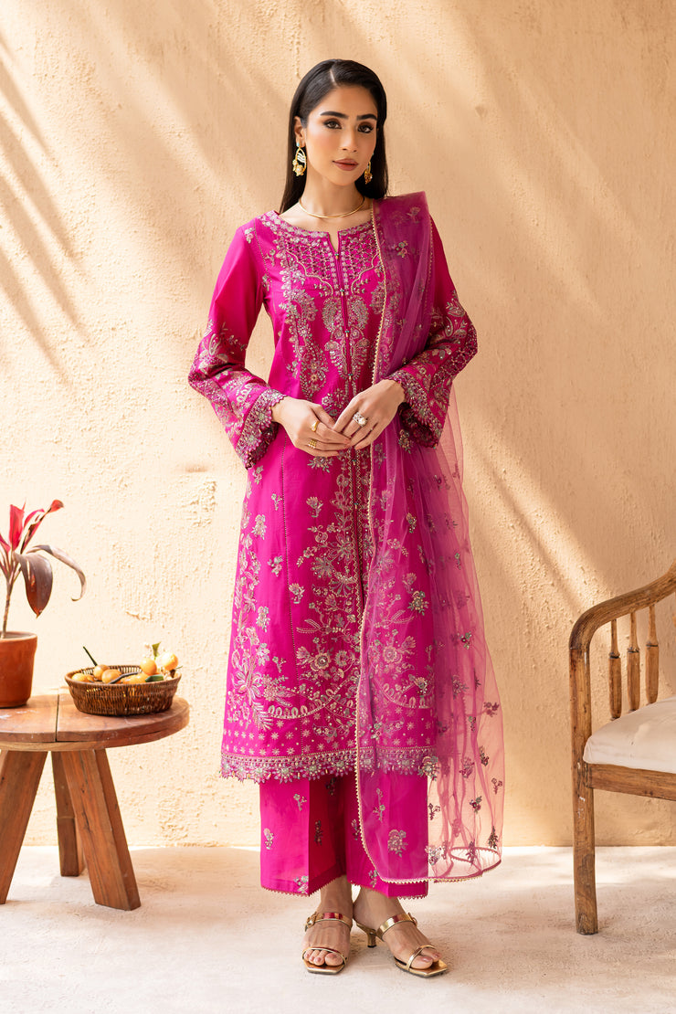 Dastak 3Pc - Embroidered Solid Dress