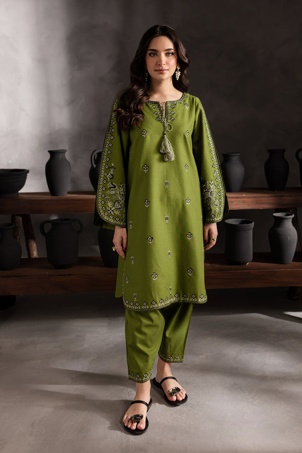 Green Gem 2Pc - Embroidered Khaddar Dress