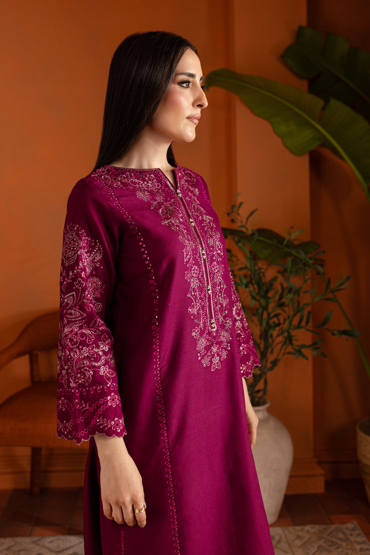 Magenta Luna 2Pc - Embroidered Khaddar Dress