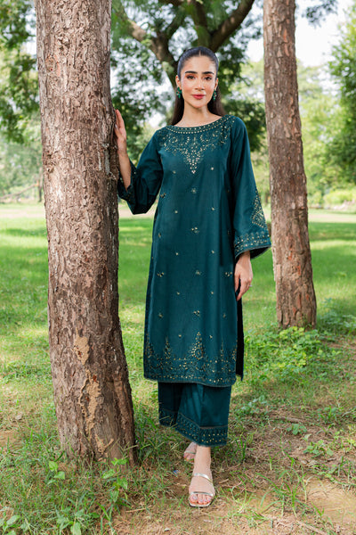 Eclat 2Pc - Embroidered Karandi Dress