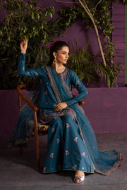 Eshmaal 3Pc - Embroidered Solid Dress