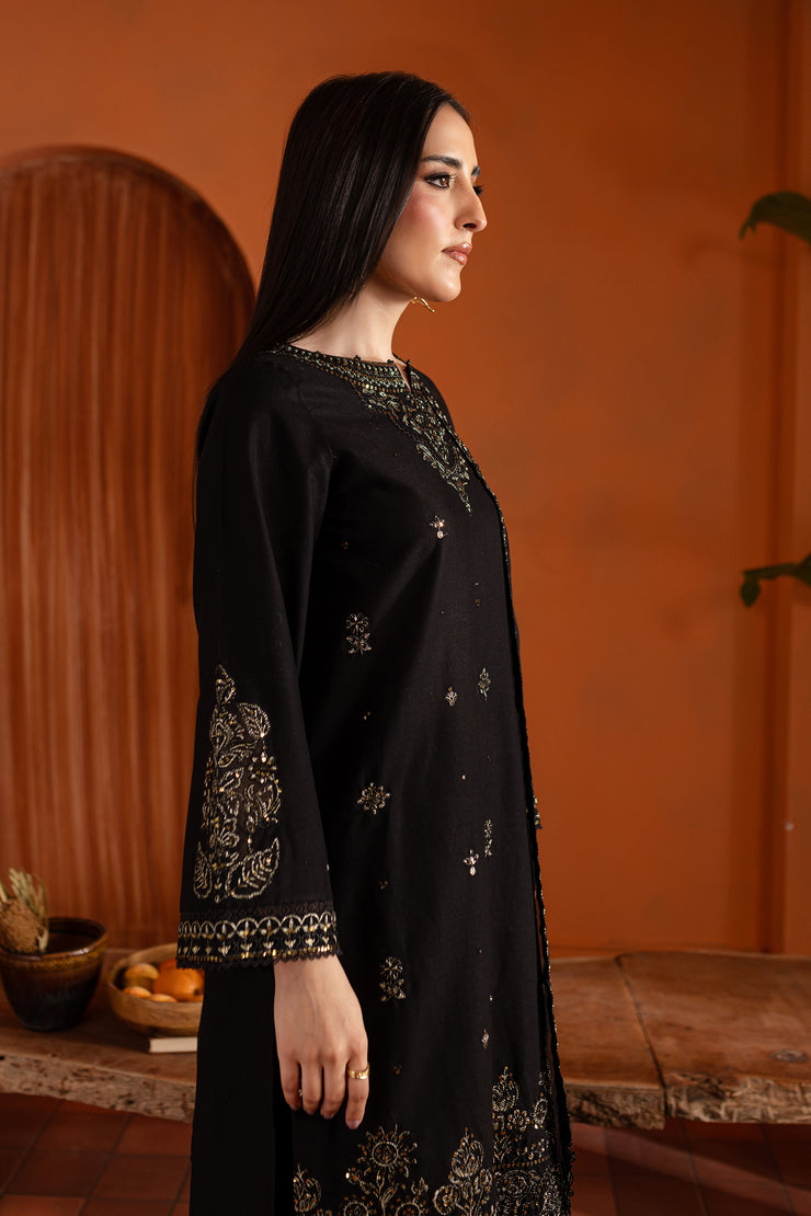 Black Magisk 3Pc - Embroidered Khaddar Dress