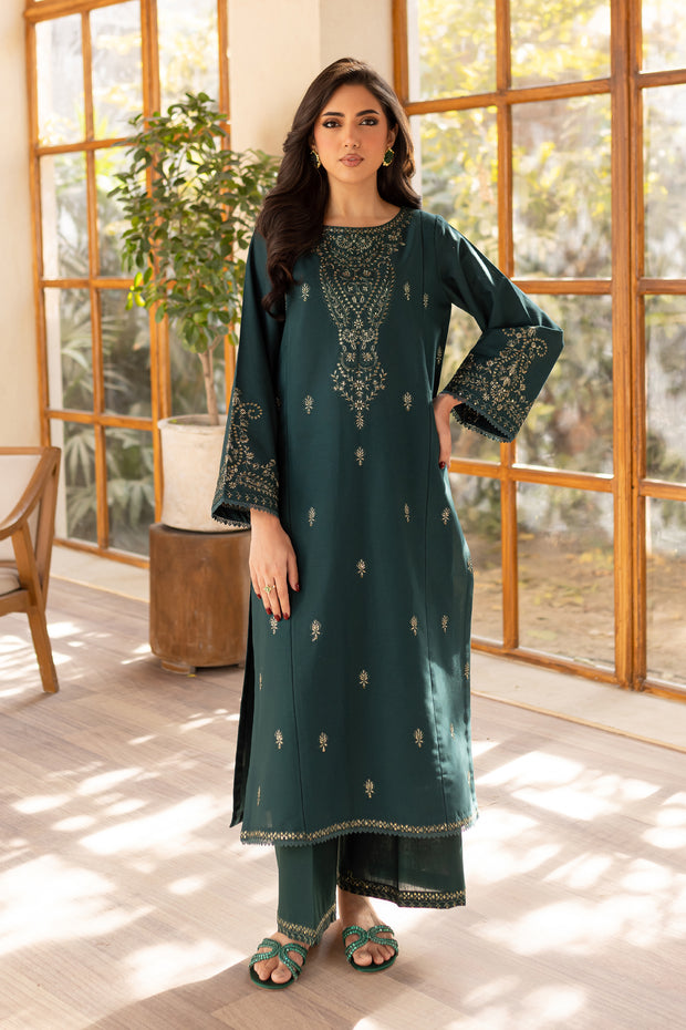 Emerald Dream 2Pc - Embroidered Khaddar Dress