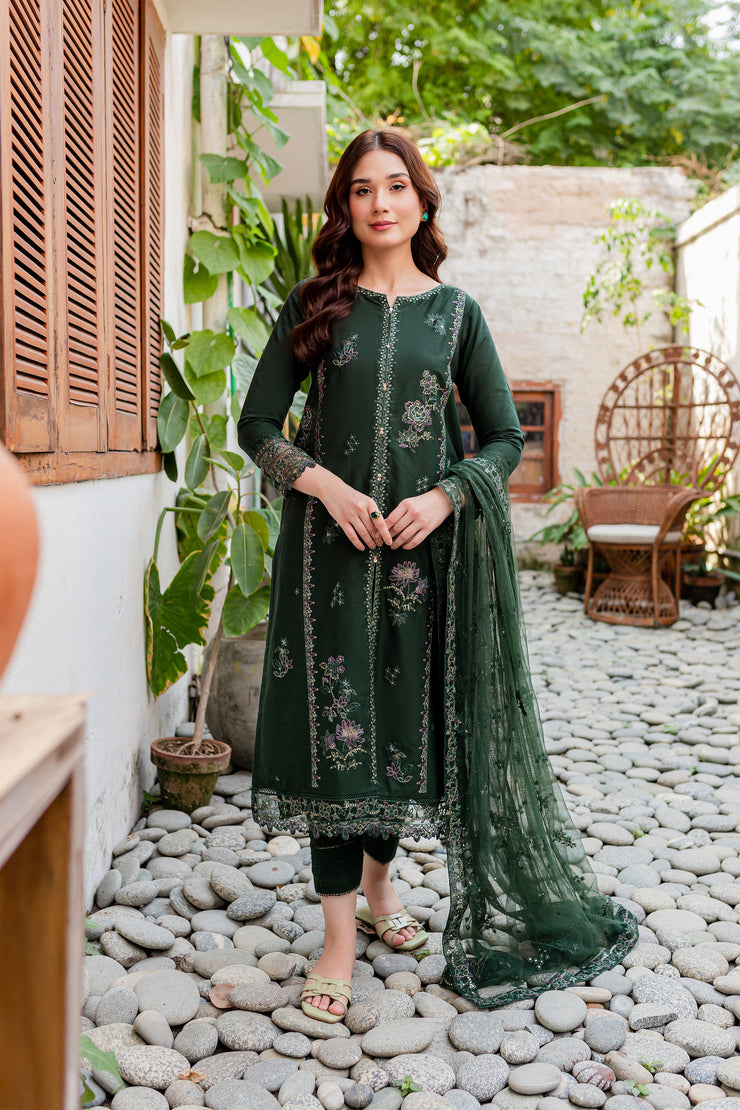 Maesha 3Pc - Embroidered Karandi Dress