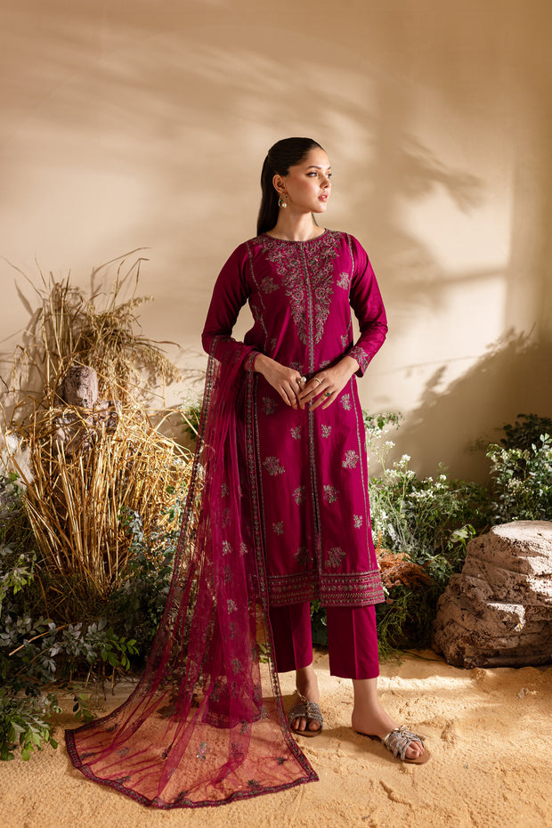 Rosecrest 3Pc - Embroidered Lawn Dress