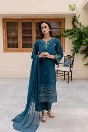 Brucie 3Pc - Embroidered Khaddar Dress