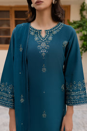 Brucie 3Pc - Embroidered Khaddar Dress