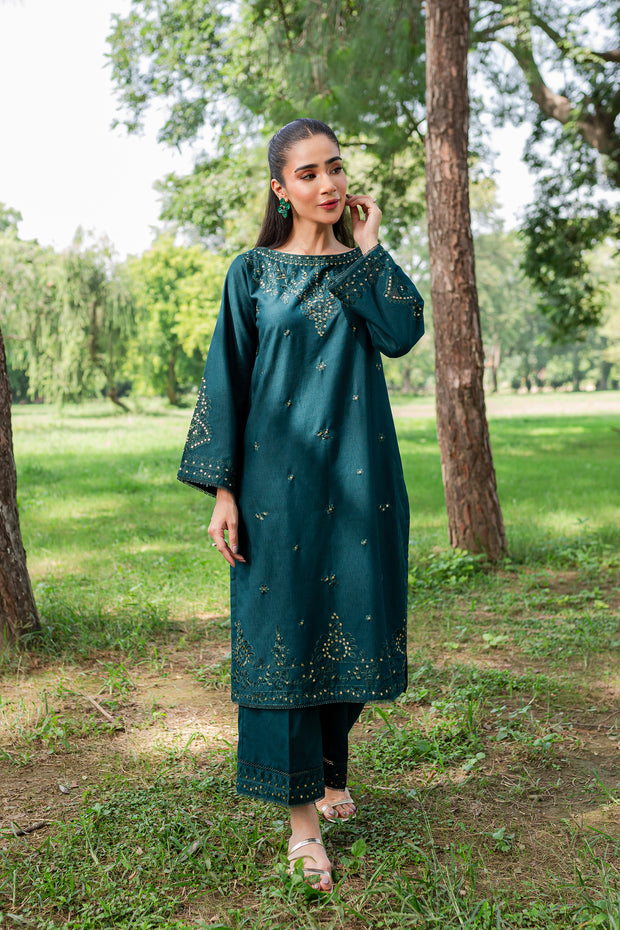 Eclat 2Pc - Embroidered Karandi Dress