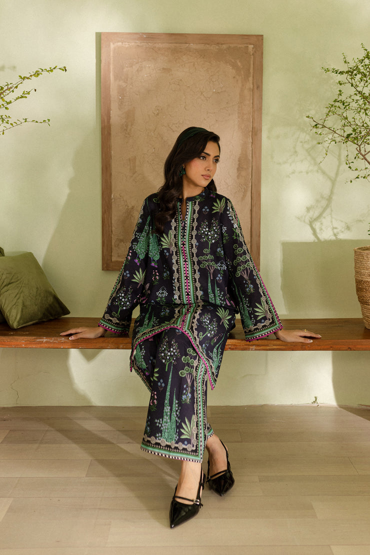 Blue Cypress 2Pc - Printed Khaddar Dress