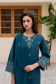 Brucie 3Pc - Embroidered Khaddar Dress