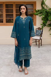 Brucie 3Pc - Embroidered Khaddar Dress