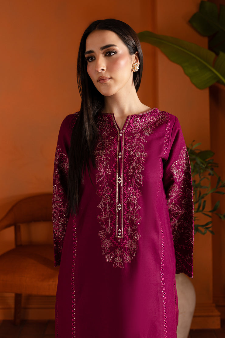 Magenta Luna 2Pc - Embroidered Khaddar Dress