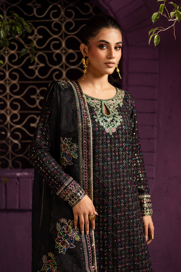 Aylin 3Pc - Embroidered Solid Dress