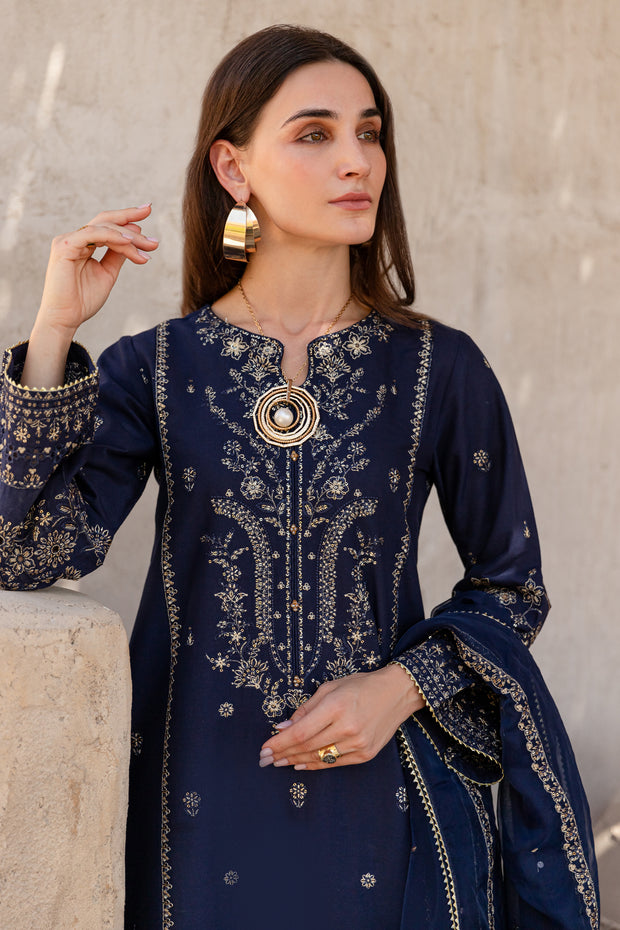 Fidos 3Pc - Embroidered Khaddar Dress