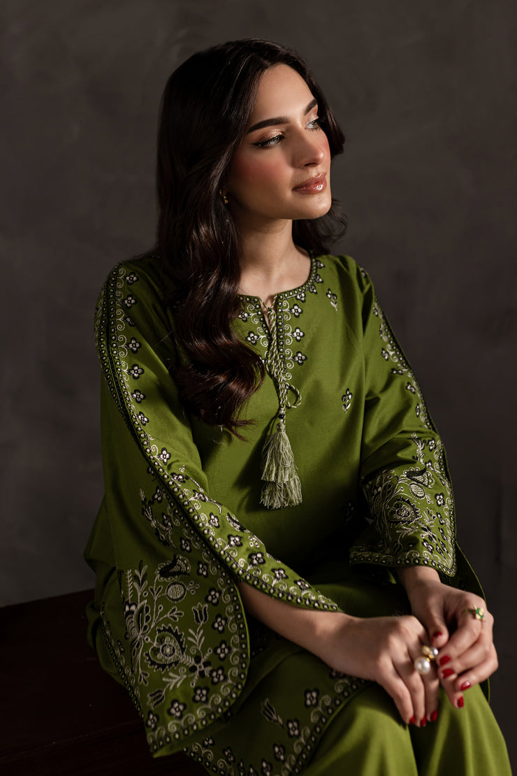 Green Gem 2Pc - Embroidered Khaddar Dress