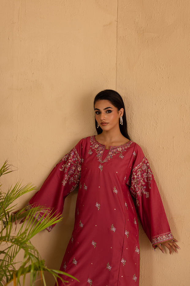 Blush 2Pc - Embroidered Solid Dress