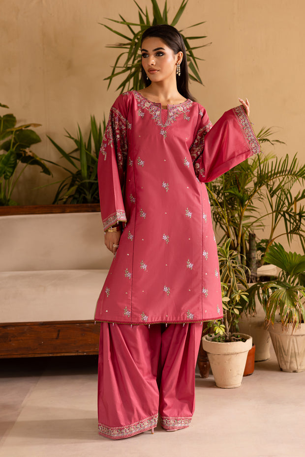 Blush 2Pc - Embroidered Solid Dress