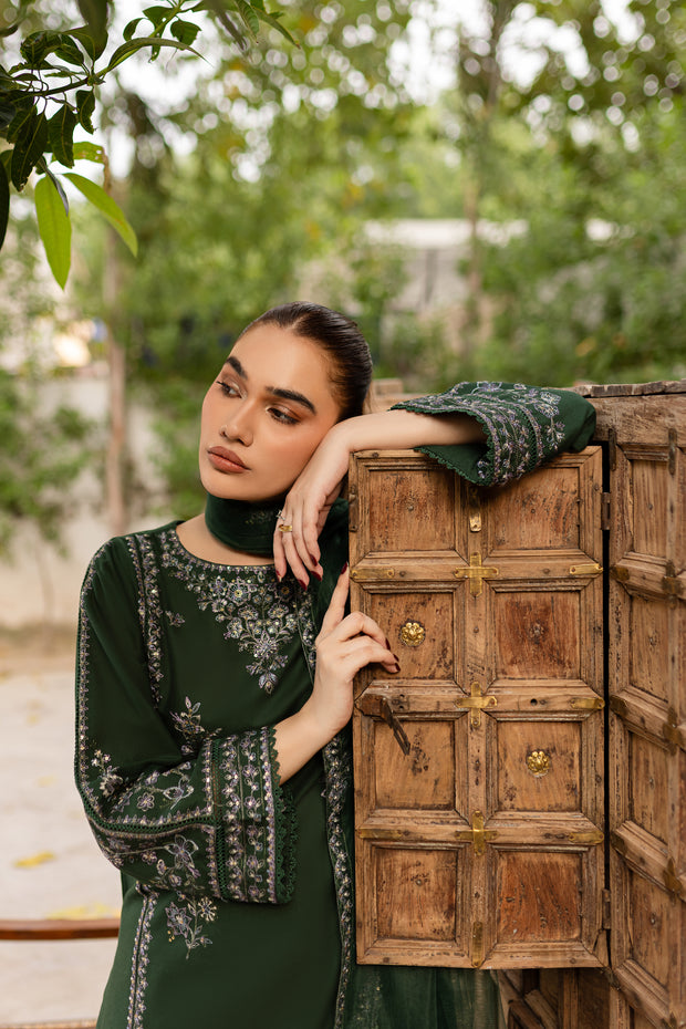 Ever Green 3Pc - Embroidered Khaddar Dress