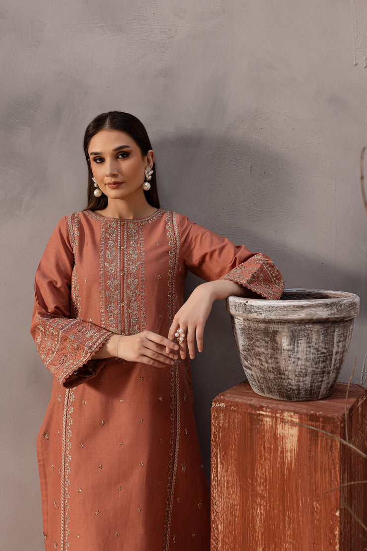 Note 2Pc - Embroidered Khaddar Dress