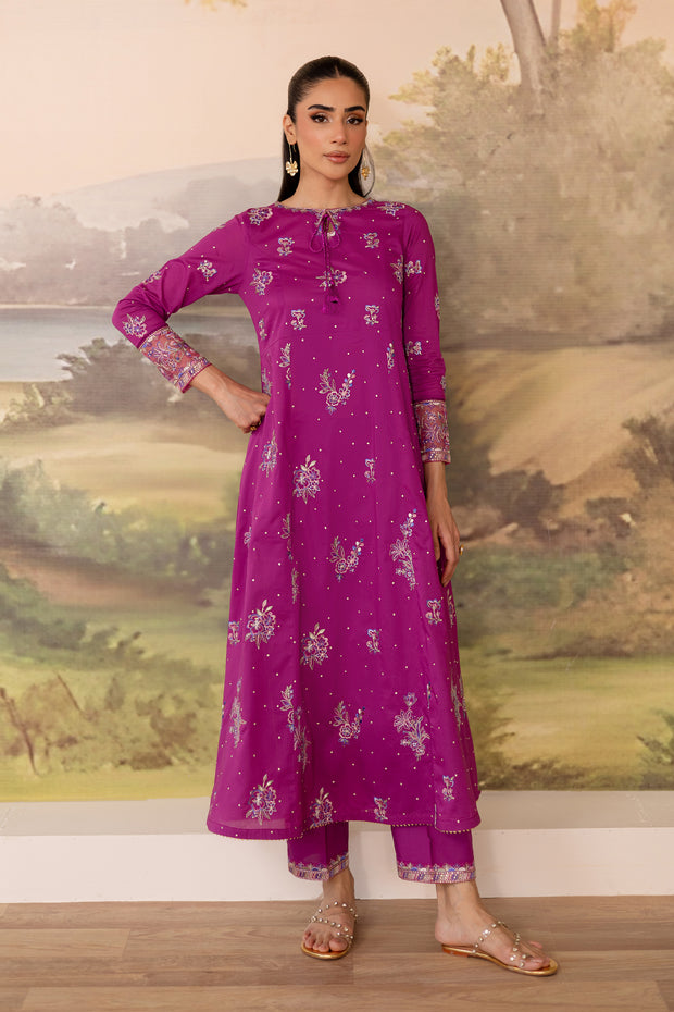 Mehlam 2Pc - Embroidered Solid Dress