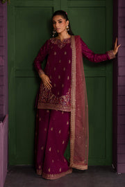 Eshaal 3Pc - Embroidered Solid Dress