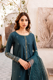 Teal Pearl 3Pc - Embroidered Luxe PRET