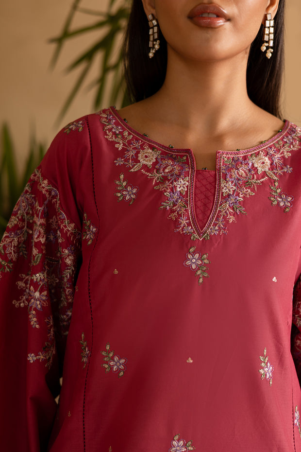 Blush 2Pc - Embroidered Solid Dress