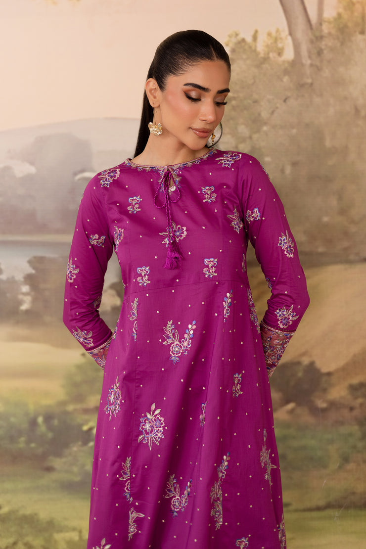 Mehlam 2Pc - Embroidered Solid Dress
