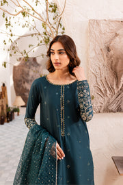 Teal Pearl 3Pc - Embroidered Luxe PRET