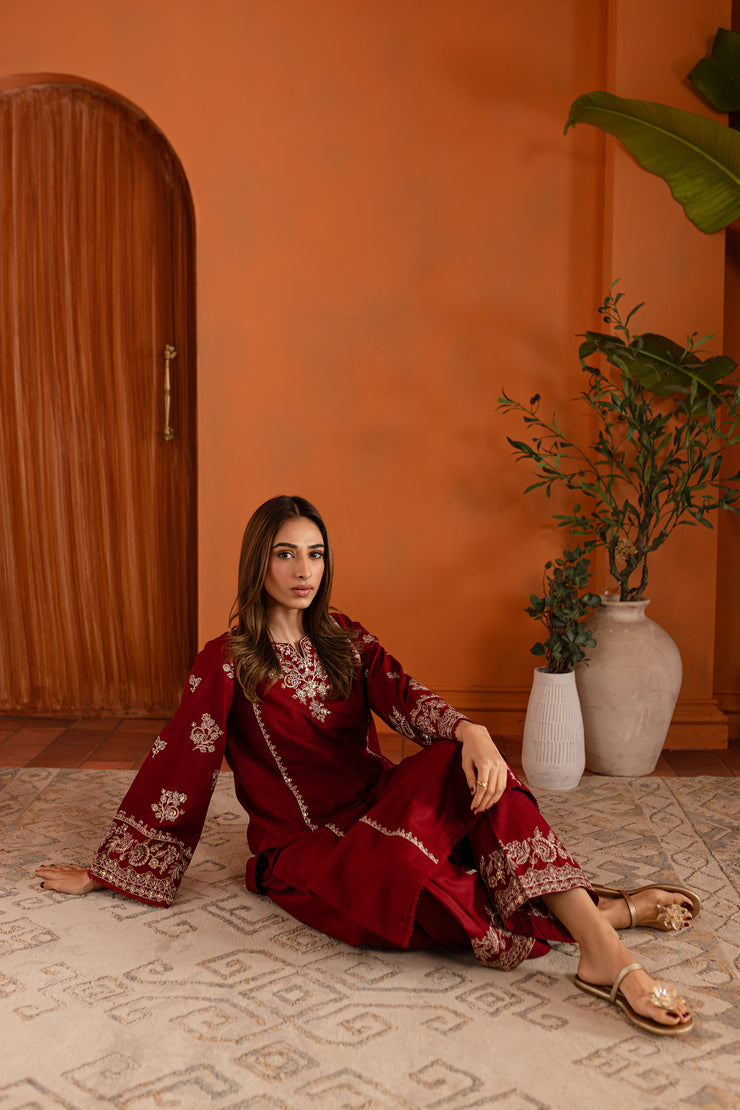 Rusala 2Pc - Embroidered Karandi Dress