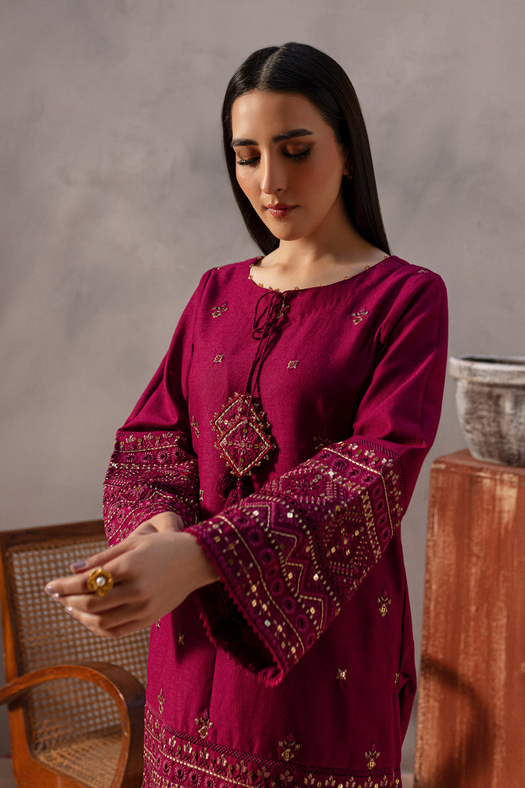 Red Cruz 2Pc - Embroidered Karandi Dress