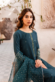 Teal Pearl 3Pc - Embroidered Luxe PRET