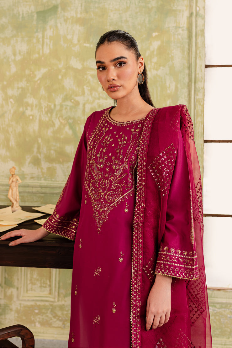 Pink Pine 3Pc - Embroidered Lawn Dress