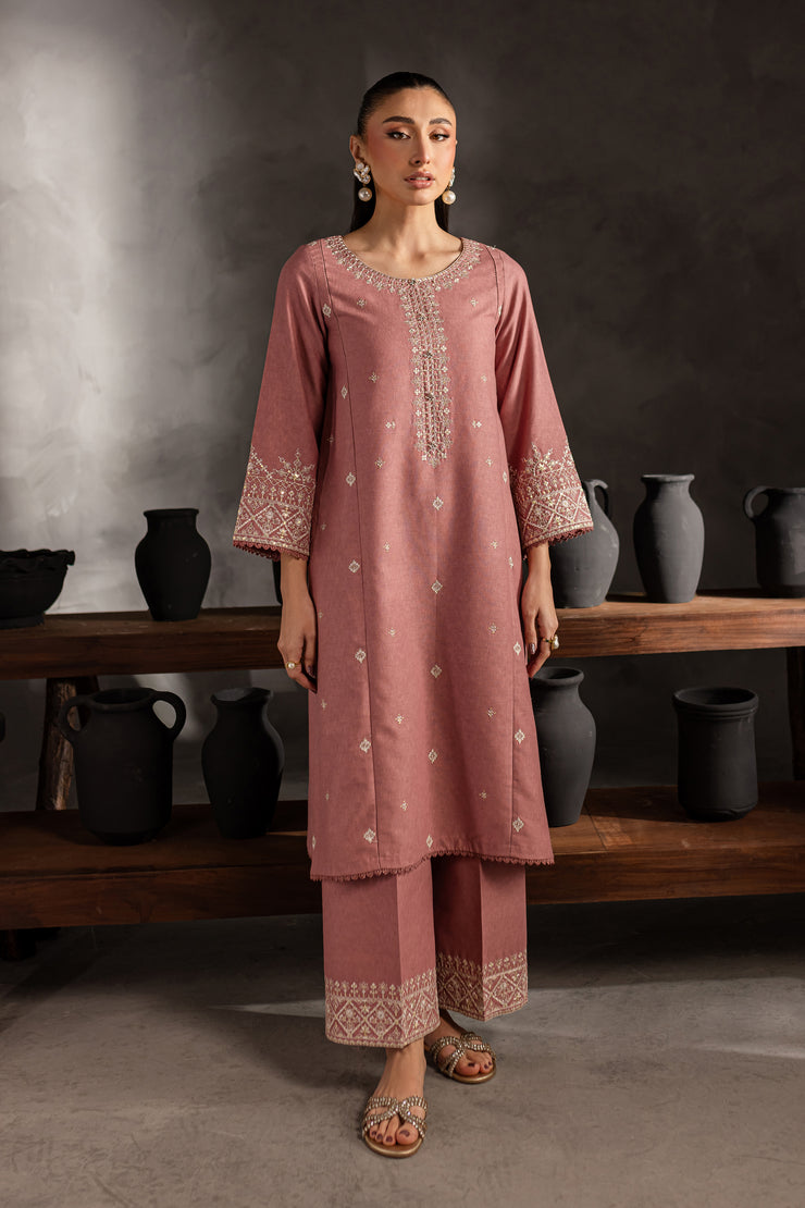 Pink Opal 2Pc - Embroidered Karandi dress