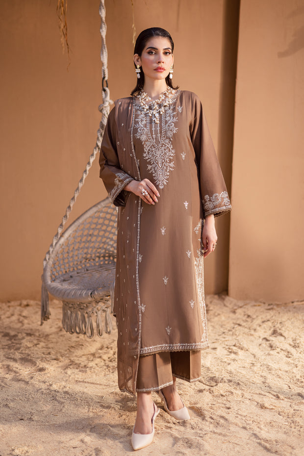 Hazel 3Pc - Embroidered Khaddar Dress