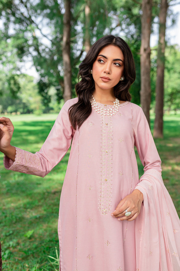 Script 3Pc - Embroidered Karandi Dress