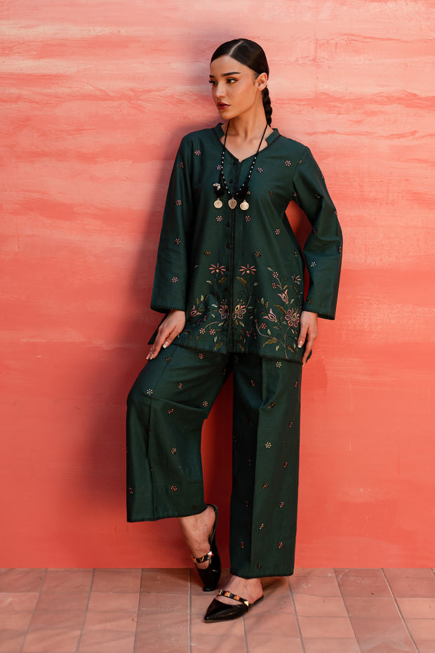 Ainsley 2Pc - Embroidered Khaddar Dress