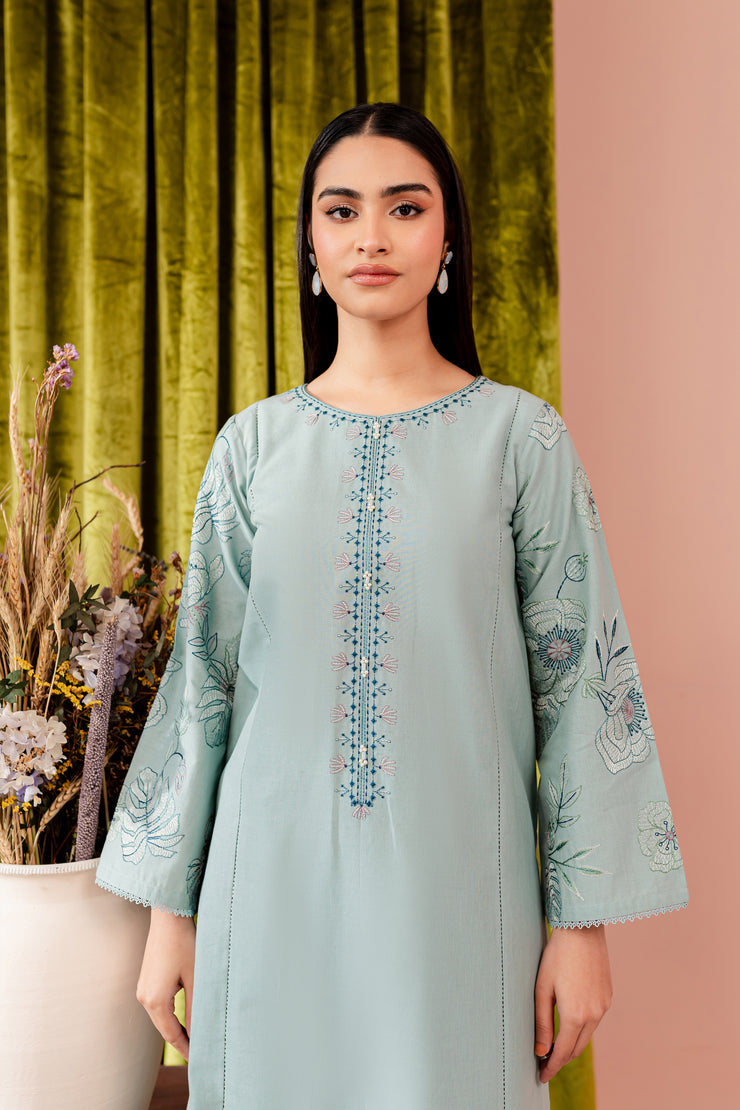 Ice Pearl 2Pc - Embroidered Khaddar Dress