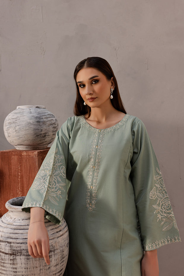 Sea Blush 2Pc - Embroidered Khaddar Dress