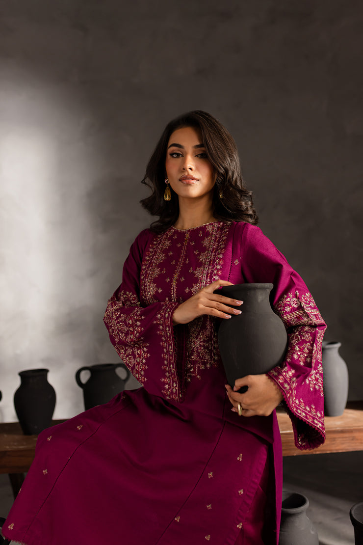 Geniya 2Pc - Embroidered Khaddar Dress