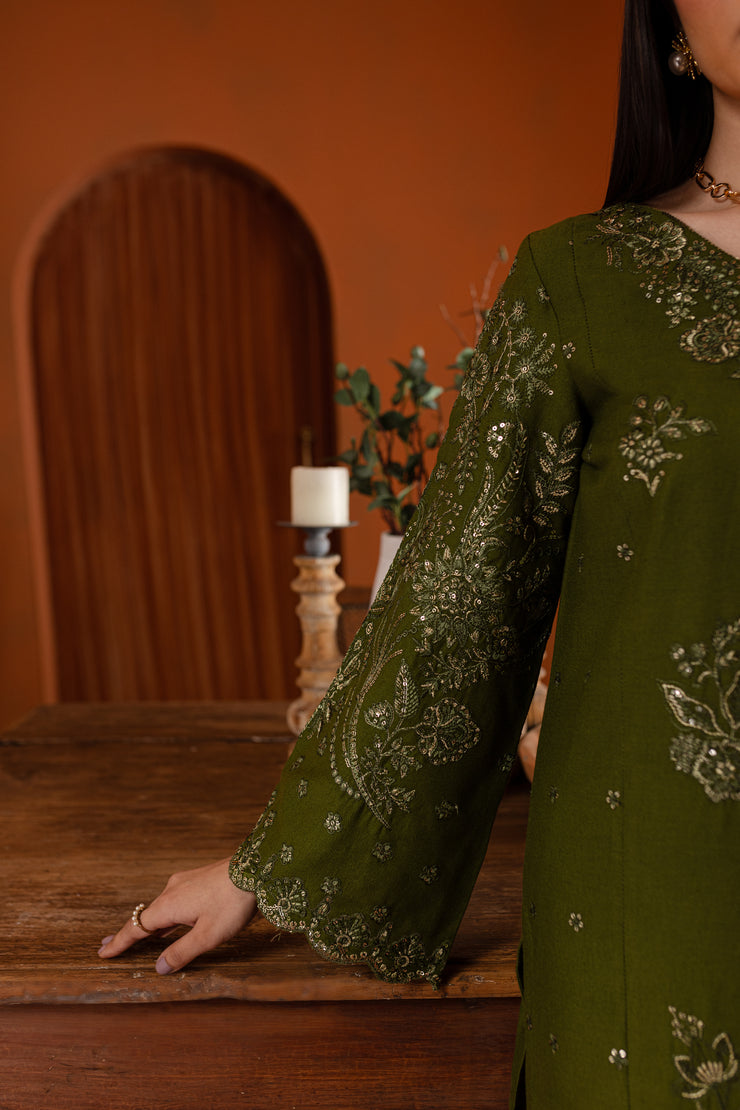 Rosine 3Pc- Embroidered Karandi Dress