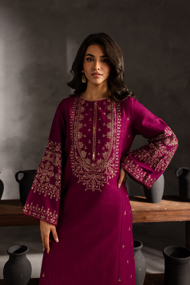 Geniya 2Pc - Embroidered Khaddar Dress