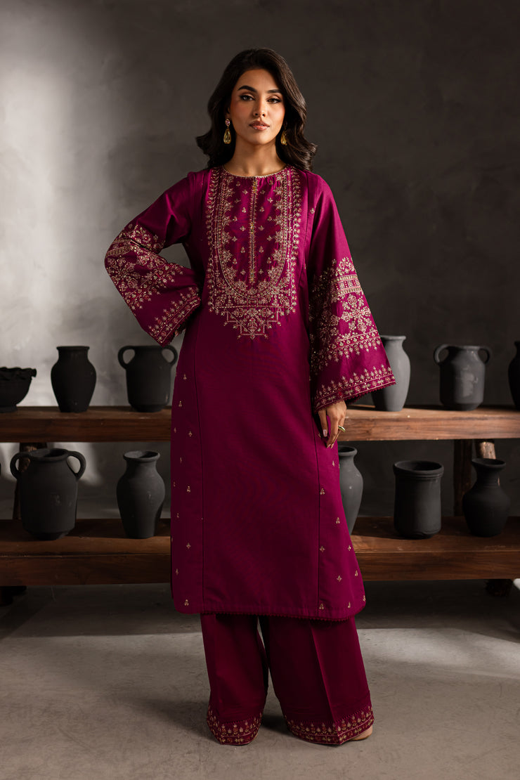 Geniya 2Pc - Embroidered Khaddar Dress