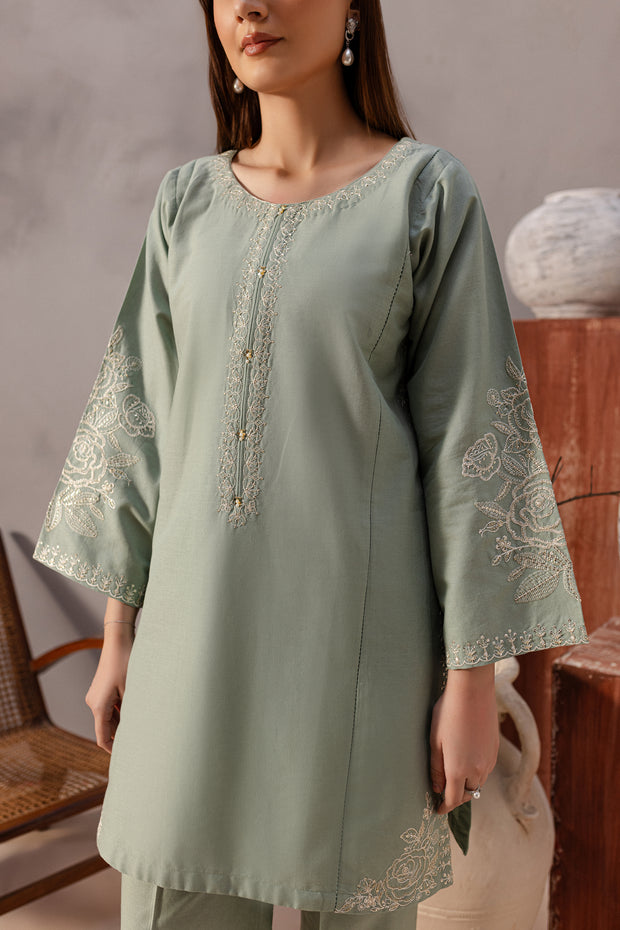 Sea Blush 2Pc - Embroidered Khaddar Dress