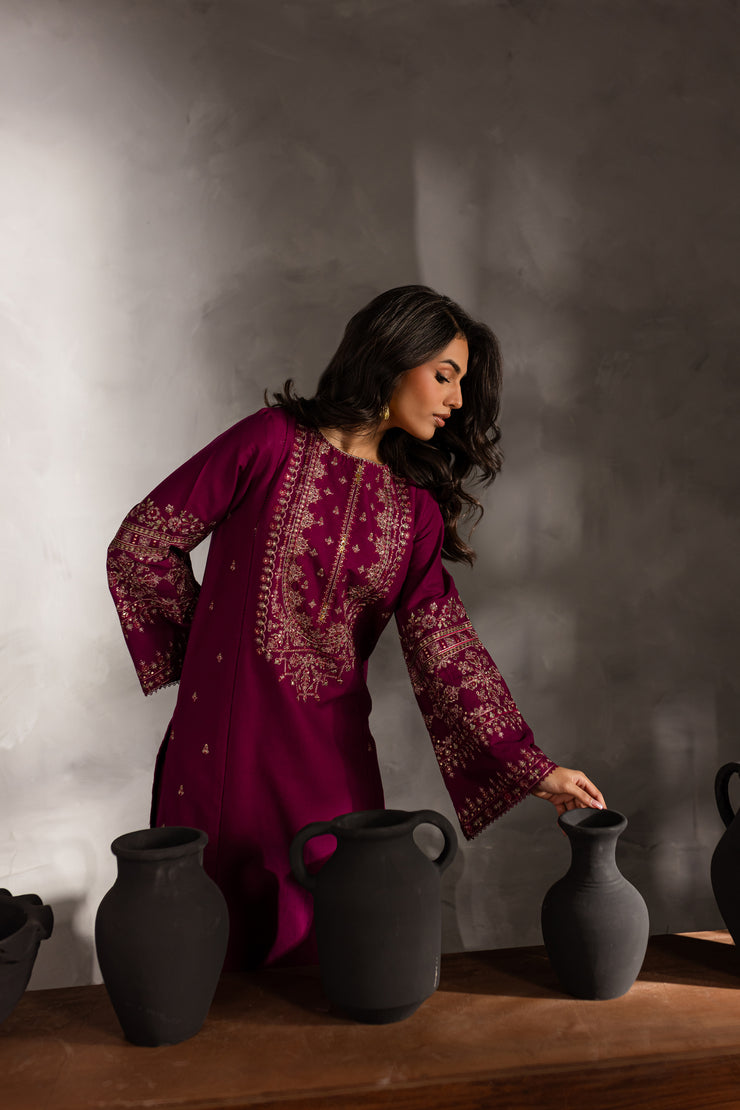 Geniya 2Pc - Embroidered Khaddar Dress